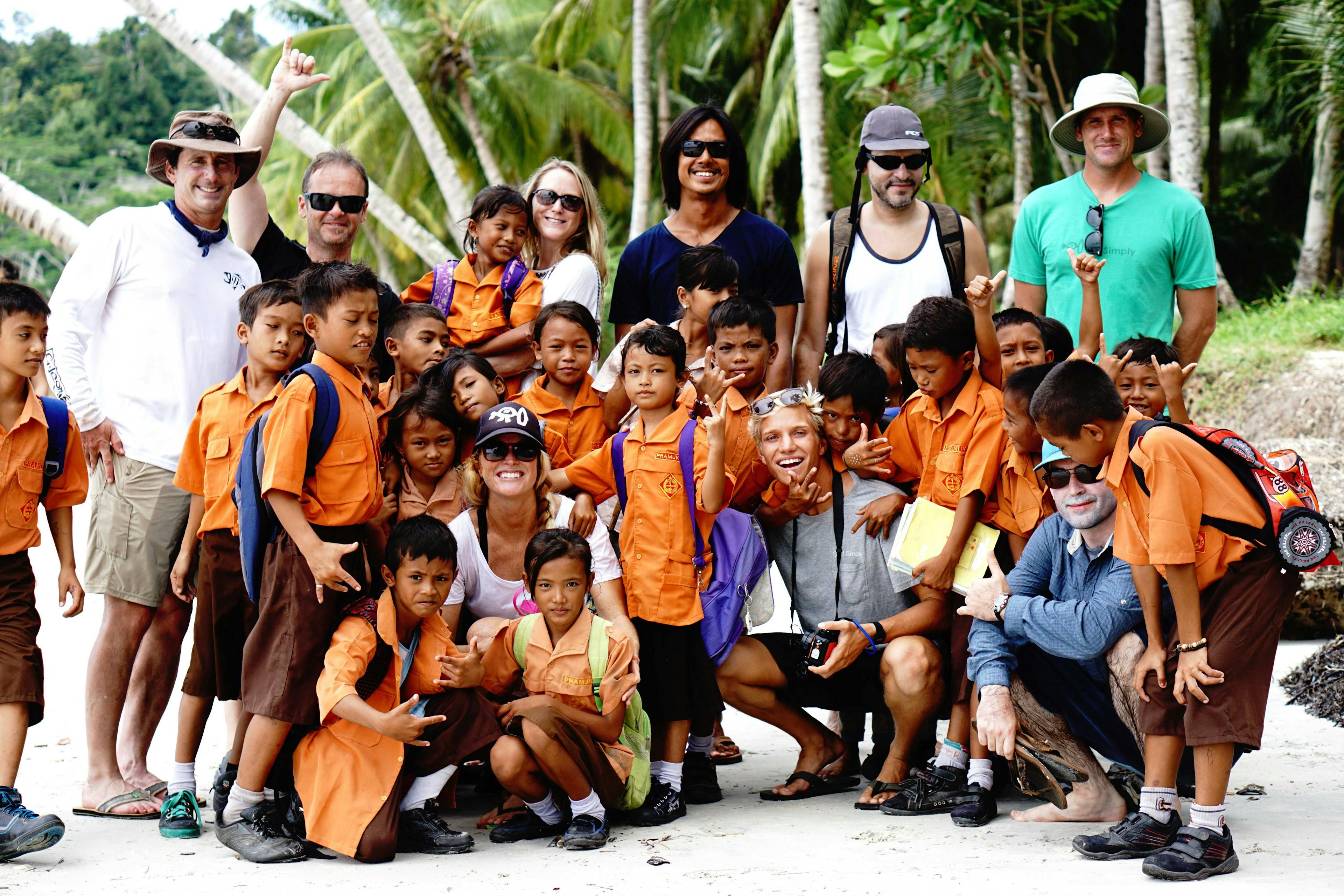 Saying goodbye at our beached boat.