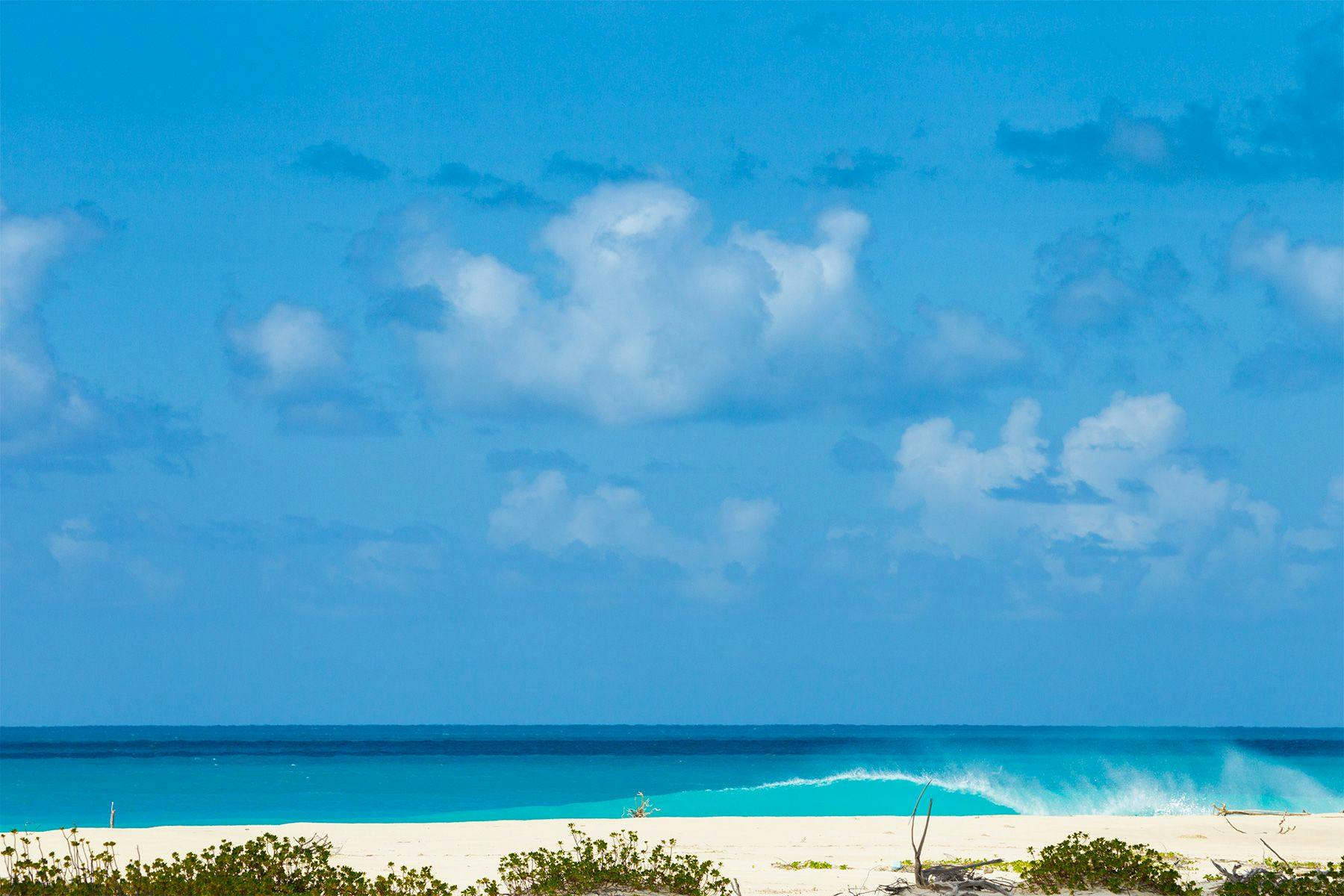 Breaking wave at Palmetto Point, Barbuda. Photographed by Al Mackinnon.