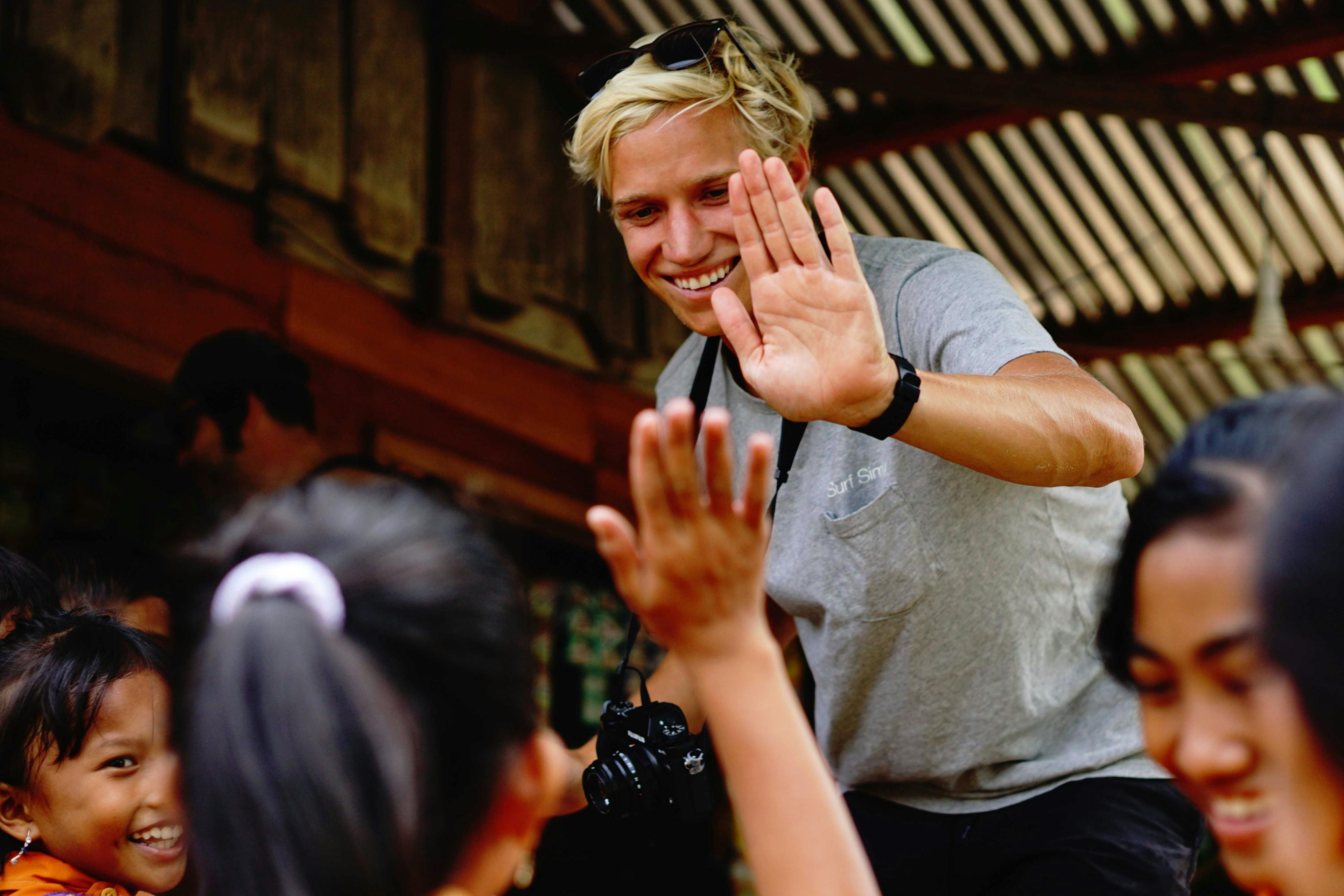 High fives and high spirits.