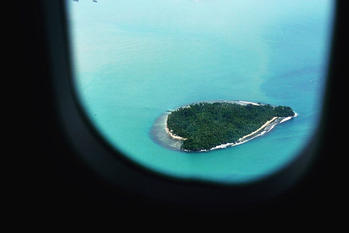 An uninhabited island in the Indian Ocean.